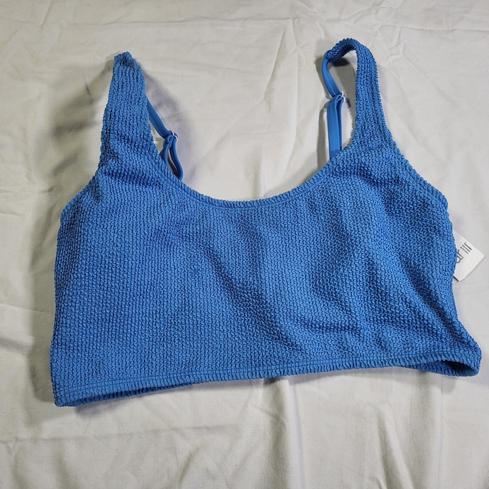 Bar III Vibrant Blue Textured Bikini Top Swimsuit Womens Size Large Nwt